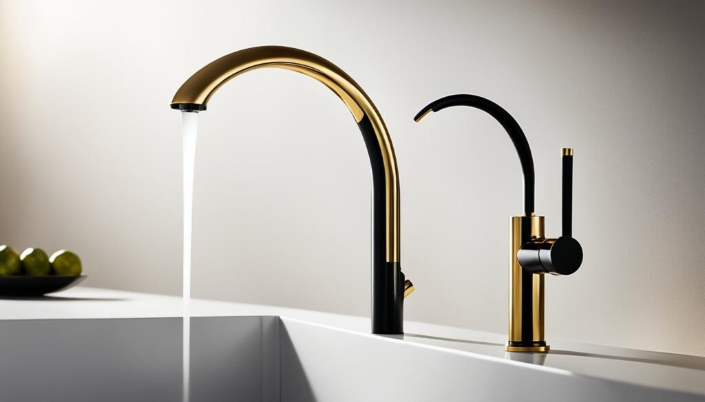 black and gold kitchen faucet