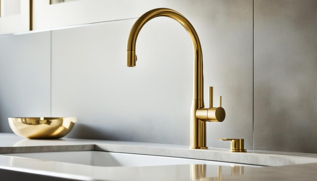 unlacquered brass kitchen faucet